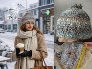 Ręcznie robiona beżowa CZAPKA, mieciutka, niepowtarzalna