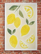 Obraz na płótnie ręcznie malowany akrylami Cytrynowa świeżość 80x120