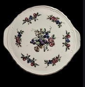 Róże - Duża przedwojenna patera do ciasta 31 cm