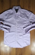 Koszula Jeff Banks r. 39 fioletowo-biała dł rękaw na spinki bawełna