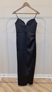 Czarna satynowa sukienka Zara XS maxi NOWA