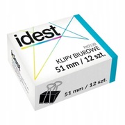 Klipsy biurowe do papieru metalowe 51mm 12szt