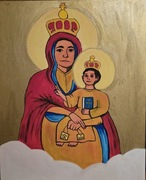 Matka Boża Szkaplerzna – obraz ręcznie malowany, 40x50 cm, akryl na płotnie