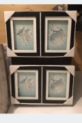 Obrazki w czarnych ramkach nowe 2 komplety po 2 sztuki