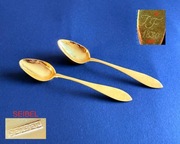 Dwie łyżeczki złocone Biedermeier srebro 1825 rok - Złotnik Seibel 