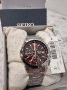 Nowy zegarek Seiko Chronograph czerwony SBTQ045