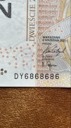 200 zł złotych RADAR banknot DY 6868686