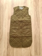 Zielona khaki cienka kamizelka bezrękawnik nad kolano pikowana military XS 