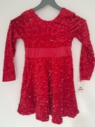 Czerwona sukienka dla dziewczynki welurowa z cekinami