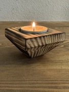 Świecznik na tealight – handmade, opalane drewno, loft/rustykalny styl
