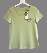 Damska bluzka oliwkowa z krótkim rękawem bawełniana C&A 34/XS