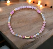 Bransoletka kamienie naturalne jadeit chalcedon kwarc różowy hematyt 