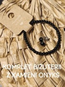 Komplet biżuterii z kamieni szlachetnych onyks kolczyki bransoletka srebro