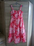 Śliczna kwiecista rozkloszowana MIDI sukienka 