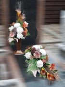 Komplet na grób cmentarz pomnik kompozycja wiązanka sztuczne chryzantemy 