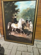 Obraz olejny. Dama na koniu