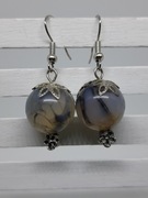 Kolczyki Agaty pająki, kwiaty, kule, szary, Handmade