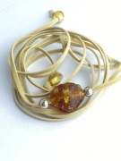 Naszyjnik z bursztynem bałtyckim LIS rzeźbiony | srebro 925 | regulowany