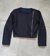 Granatowy krótki pikowany żakiet na zamek kurtka przejściowa pikowana