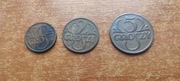 1928 rok 5 gr 2 gr 1 gr  grosz