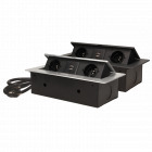 Gniazda wpuszczane w blat 2x2P+Z srebrne