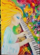 A. Maj. DUŻY OBRAZ OLEJNY 70x50cm Magiczne melodie