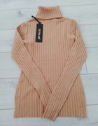 Sweter golf w prążek camel uniwersalny :) 