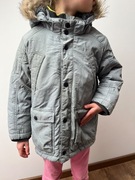 Kurtka zimowa H&M 116-122 cm Szara ciepła z futerkiem wodoodporna 