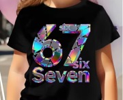 Koszulka dziecięca czarna Six Seven 67 Steal a brainrot Roblox 116 - 128
