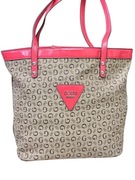 Piękna Różowo Beżowa kremowa torebka do ręki Guess monogram logo vintage