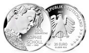 20 Euro 2021 - Niemcy - D - 100 rocz. urodzin Sophie Scholl - Biała Róża