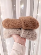 Puchata czapka handmade alpaka i jedwab karmel camel beż kamel beżowa