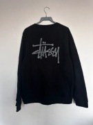 Stussy Bluza Crewneck Duże Logo Backprint Czarna Streetwear