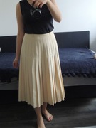 ciepła wełniana elegancka spódnica midi plisowana vintage kremowa M/L L