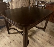 Międzywojenny secesyjny rozkładany stół dębowy 232 cm x 100 cm antyk