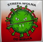 Strefa wolna od wirusa, stop zniewoleniu, wlepki