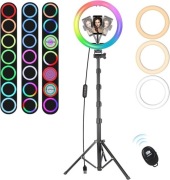 LAMPA PIERŚCIENIOWA RGB FOTOGRAFICZNA STATYW PILOT