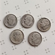 usa 5 x 10 cent one Dime różne lata 1946 49 60 srebro 