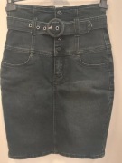 Czarna spódniczka jeans z wysokim stanem, obcisłą, EMO, hard rock