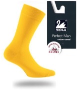 ŻÓŁTE SKARPETKI MĘSKIE WOLA PERFECT MAN 42/44 COTTON CASUAL