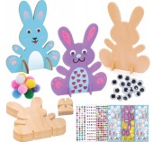Zestaw DIY Wielkanocny dla Dzieci Królik Drewniany do Malowania 12 szt