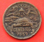 20 Centavos  1959 r  -  Meksyk  Piramida Teotihuacan  Rzadka !!