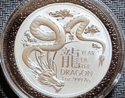 Srebrna moneta Lunar RAM  Rok Smoka 2024 Dragon 1 oz uncja Ag999 