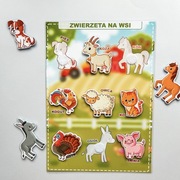 Na wsi Układanka na rzepy karta pracy zabawka pomoc dydaktyczna Montessori