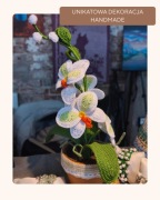 Storczyk szydełkowy handmade w doniczce dekoracja kwiat na szydełku 40 cm