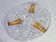 Patera tortownica na nóżkach miodowa PRL – vintage 25,5 cm