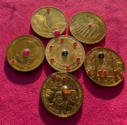 Zestaw 6 X 2zł Mało spotykane Piękne monet z cyrkoniami  Tak jak na foto