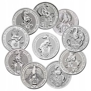 2oz Bestie królowej komplet 10 szt. + Completer  srebro 9999 /kapsle/