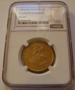 2 zł złote Zygmunt II August 1996 rok NGC Ms 65 - Piękny.