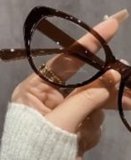 Oprawki okulary damskie kocie oko kolor brąz - herbaciany-1,5 dptr